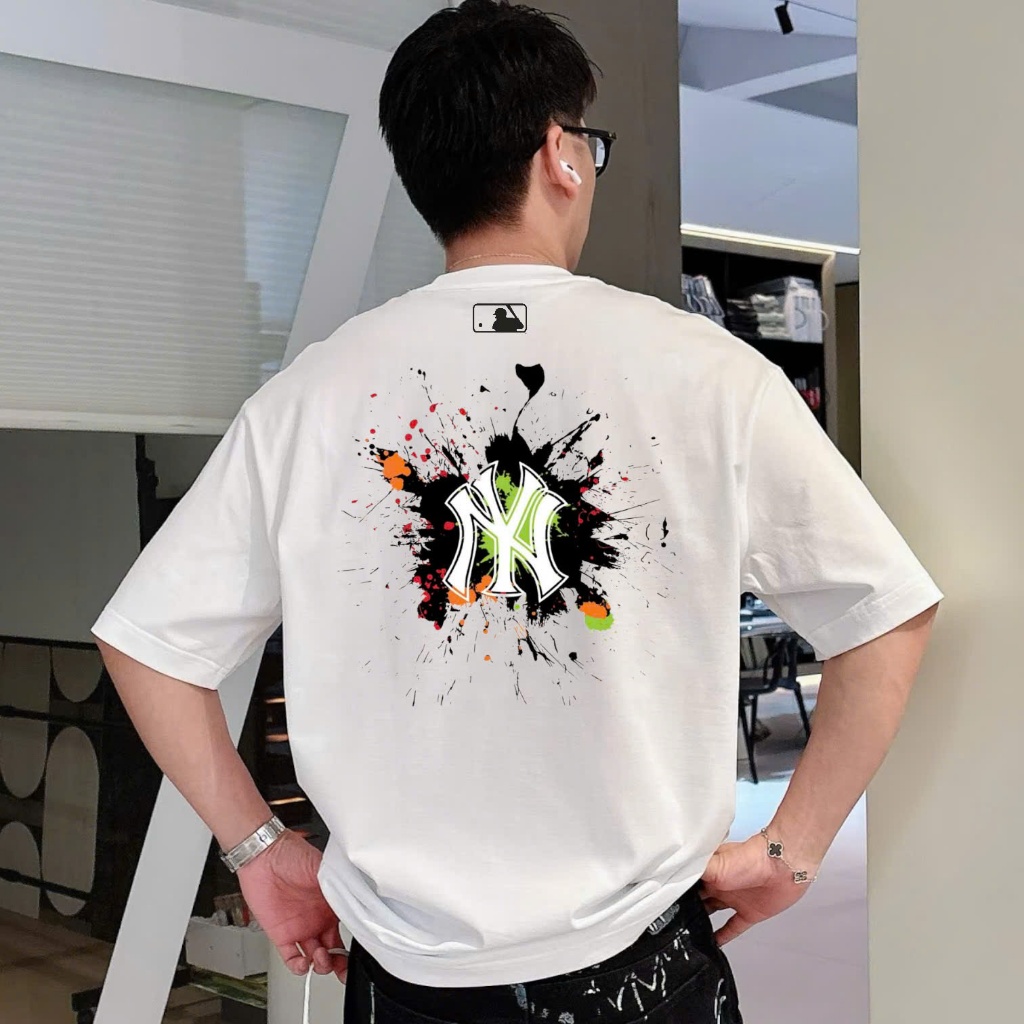 Áo phông MLB  Authentic nam nữ cao cấp, 100% cotton, hỗ trợ đổi size , MLb, định lượng 250gms, NY trắng Sơn bắn