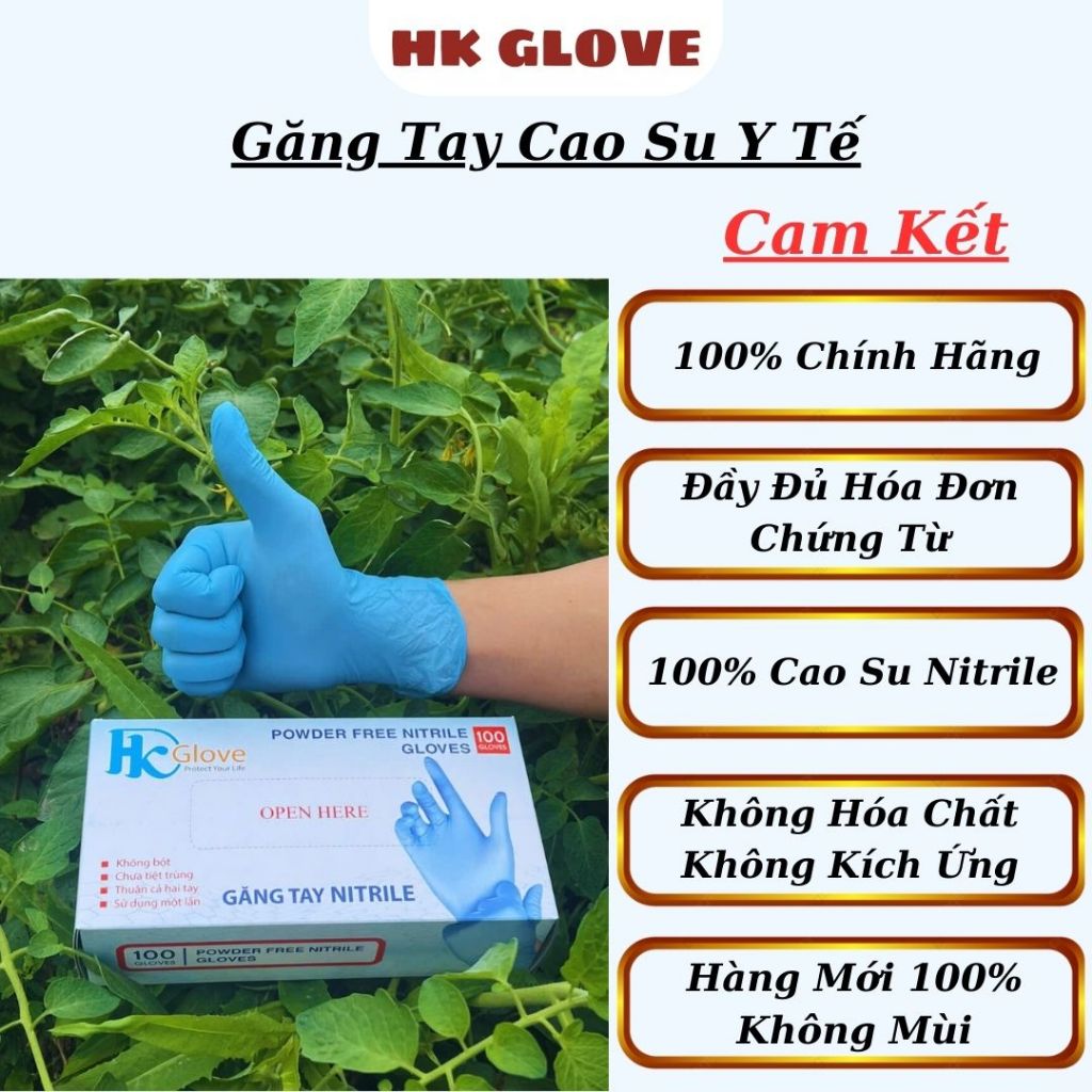 Găng tay cao su, Găng tay y tế không bột, Nitrile màu xanh, trắng sử dụng an toàn cho phòng khám, Spa thẩm mỹ