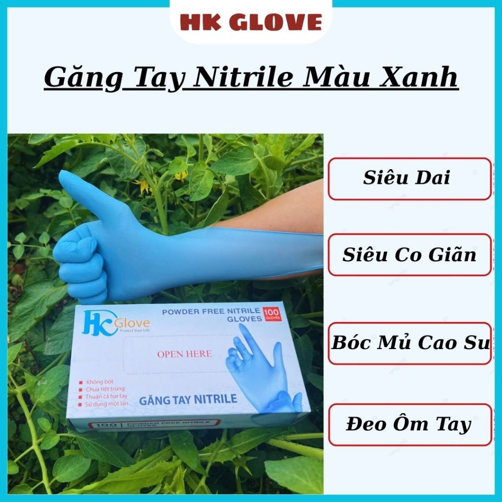 Găng tay cao su, Găng tay y tế không bột, Nitrile màu xanh, trắng sử dụng an toàn cho phòng khám, Spa thẩm mỹ