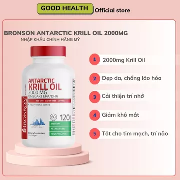 Dầu nhuyễn thể Bronson Antarctic Krill Oil - Viên uống hỗ trợ tim mạch, trí não, chống oxy hóa