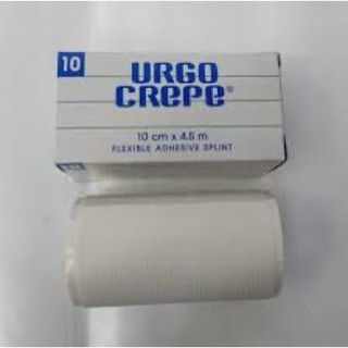 Băng keo Urgo Crepe 10cm x 4,5cm, co giãn, dính tốt, an toàn cho da.
