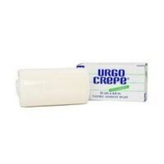 Băng keo Urgo Crepe 10cm x 4,5cm, co giãn, dính tốt, an toàn cho da.