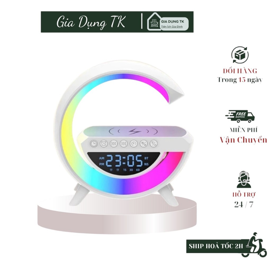 Loa Bluetooth G63 Kiêm Sạc Không Dây, Đồng hồ, Đèn ngủ - Loa bluetooth 7 in 1 Đa Chức Năng Mẫu Hot 2025