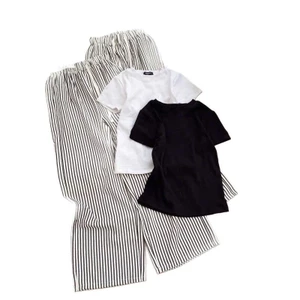 Tổng hợp các Sét Bộ Quần Đũi Xốp Kẻ Sọc Vằn + Mix Áo Thun Tăm Croptop trơn Dáng Ngắn
