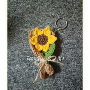 ẢNH THẬT - Móc Khoá Bó Hoa Hướng Dương Xinh Xắn, Móc Khoá Hoa Len Handmade