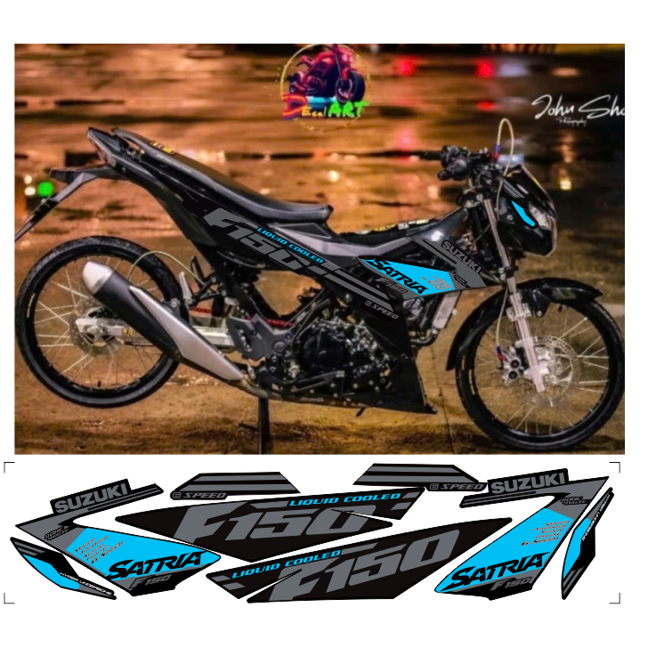 tem rời satria F150 cao cấp chất liệu in 3 lớp chống nước không phai màu.