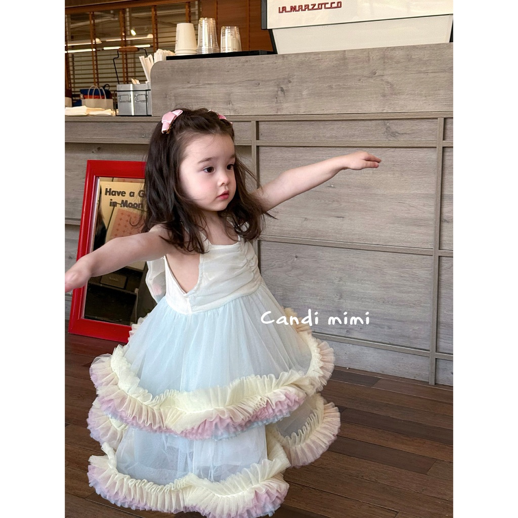 CANDI MIMI Váy sát nách babydoll hai tầng - Phong cách Hàn Quốc