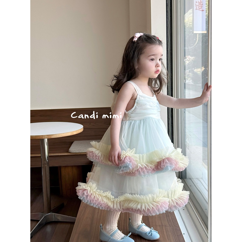 CANDI MIMI Váy sát nách babydoll hai tầng - Phong cách Hàn Quốc