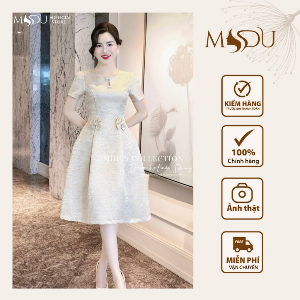 Váy Tiểu Thư MDU4486 Chất Liệu Tafta Ánh Kim Cao Cấp Với Họa Tiết Nổi Bật Từ MDU
