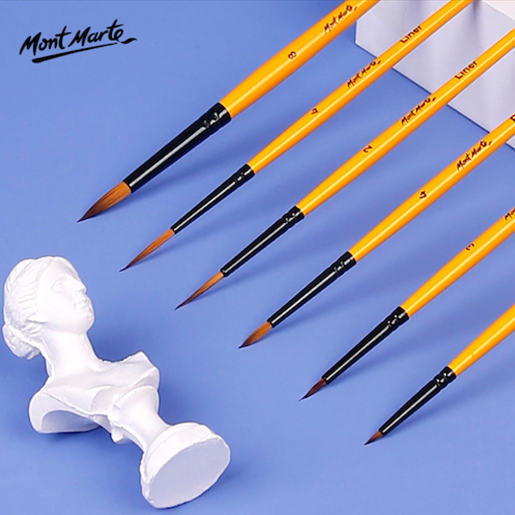Cọ vẽ tỉa nét Mont Marte  lông mềm cho tranh tô màu theo số màu acrylic màu nước sơn dầu
