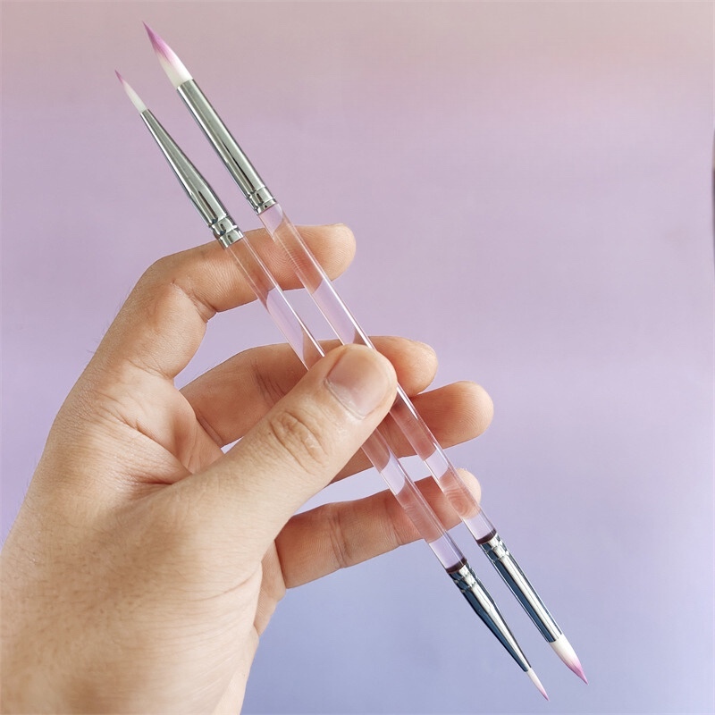 Cọ vẽ thiên nga trắng 2 đầu đi nét kèm cọ bản sợi nilon chuyên dụng cho tranh số hóa và màu nước