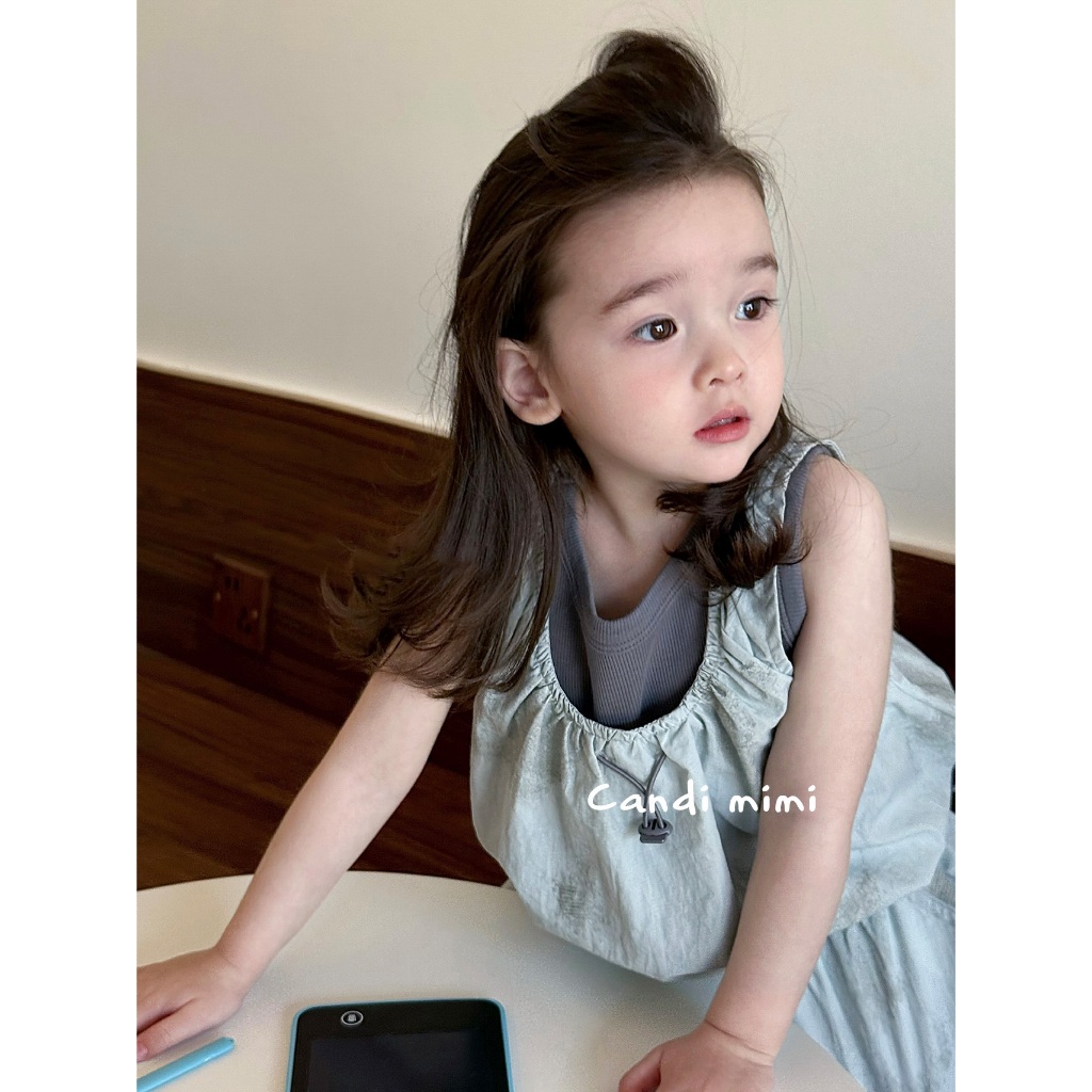 CANDI MIMI Set áo sát nách 2 lớp và chân váy dài - Phong cách Hàn Quốc