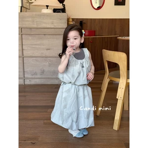 CANDI MIMI Set áo sát nách 2 lớp và chân váy dài - Phong cách Hàn Quốc