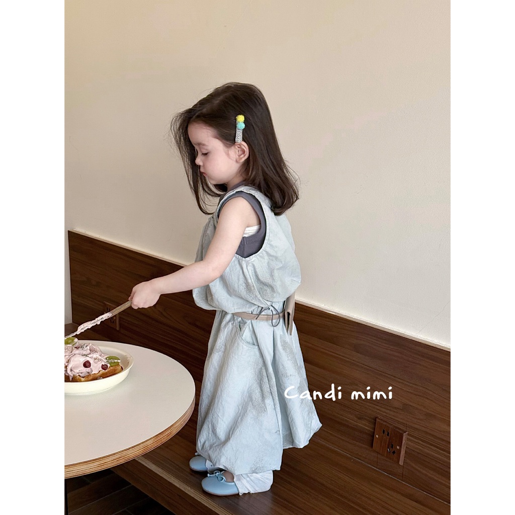 CANDI MIMI Set áo sát nách 2 lớp và chân váy dài - Phong cách Hàn Quốc