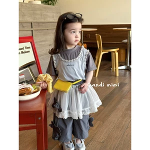 CANDI MIMI Áo cotton ngắn tay kèm gile - Phong cách Hàn Quốc