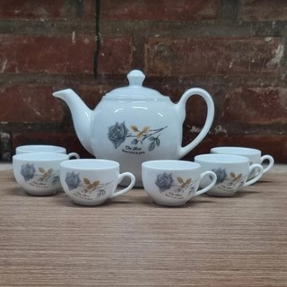 Combo 1 ấm và 6 chén trà hoa hồng bát tràng hàng đẹp