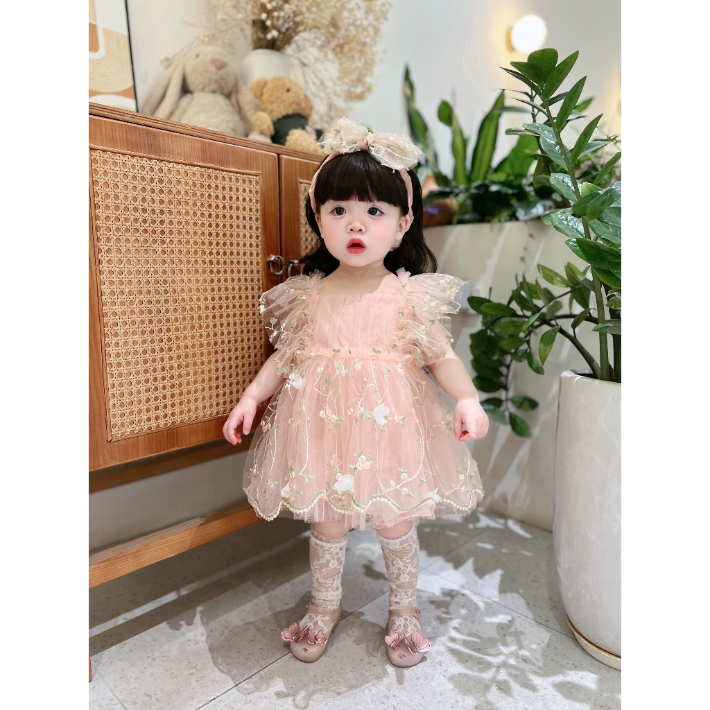 (HÀNG CÓ SẴN) Suit váy tặng kèm tuban cover Oren Hàn Quốc cho bé gái từ 3-13kg