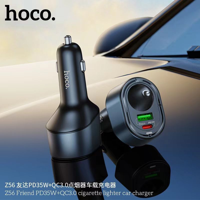 Tẩu sạc nhanh Hoco Z56 bật lửa Type-C 35W + USB 30W dành cho ô tô, xe hơi