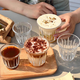 Ly Thủy Tinh Sọc 2 Tầng , Cốc Thủy Tinh Chịu Nhiệt Dùng, Cafe, Sinh Tố