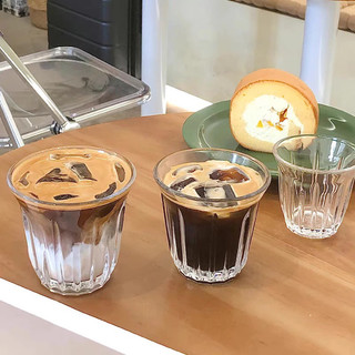 Ly thủy tinh uống Espresso kiểu Mỹ, Cốc thủy tinh khía sọc miệng loe, Ly chịu nhiệt pha cafe