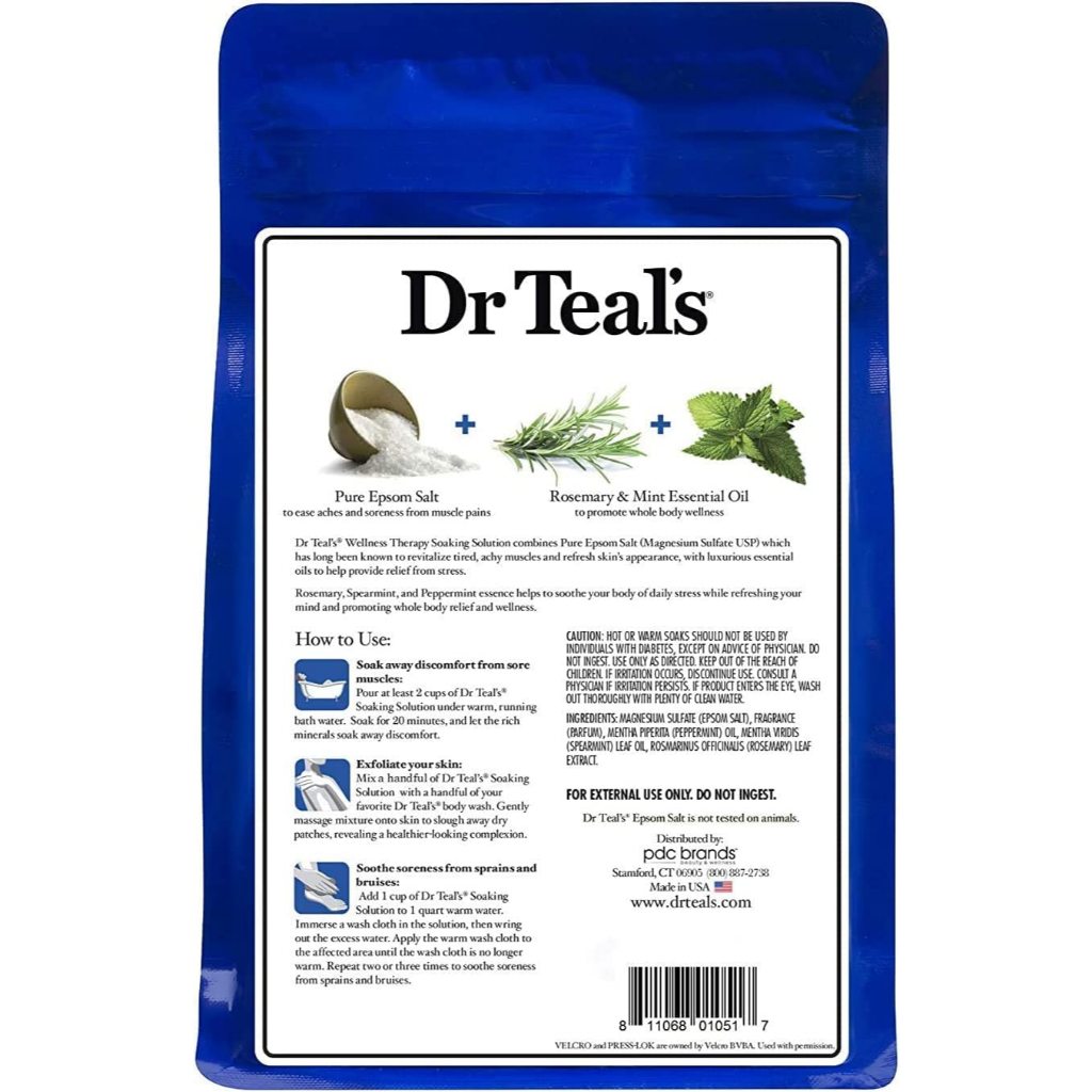 Muối tắm giảm đau nhức Epsom salt Dr Teal's Wellness Therapy/ Therapeutic Soak Eases Aches & Pains