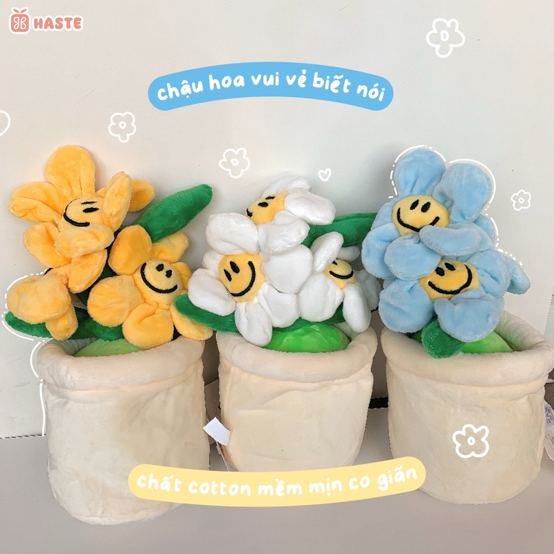 Chậu Hoa Vui Vẻ Mặt Cười Smile Nhồi Bông Mịn Tặng Bạn Gái Phụ Nữ Việt Nam Dễ Thương 