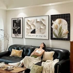 Tranh Treo Tường Tráng Gương Bộ 3 Bức tranh trừu tượng Và Hoa Decor Phòng Khách Văn Phòng Khách sạn Nhà Hàng Hometay — ảnh 2