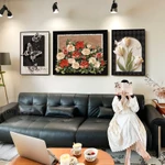 Tranh Treo Tường Tráng Gương Bộ 3 Bức tranh trừu tượng Và Hoa Decor Phòng Khách Văn Phòng Khách sạn Nhà Hàng Hometay — ảnh 6
