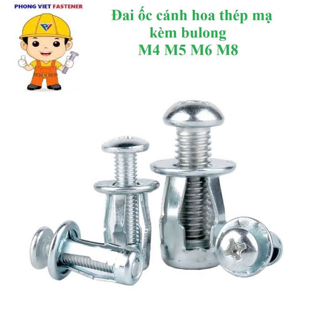10 cái M4,M5,M6,M8 Đai ốc cánh hoa thép mạ M4-M8
