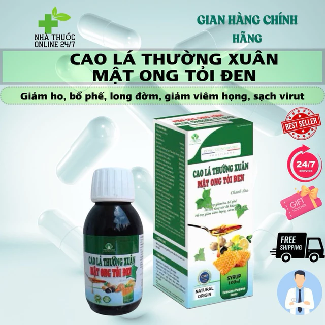 ✅[Chính Hãng] *Mẫu Mới* Siro Ho Cao Lá Thường Xuân Mật Ong Tỏi Đen (Chai 100ml)