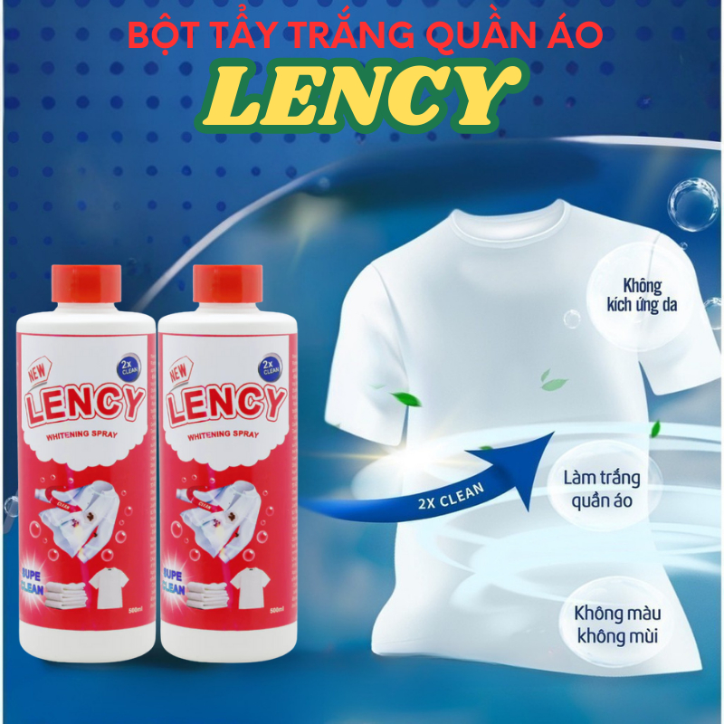Nước Tẩy Trắng Quần Áo LENCY 500ml - Loại Bỏ Mốc, Ố Vàng và Vết Cà Phê ...