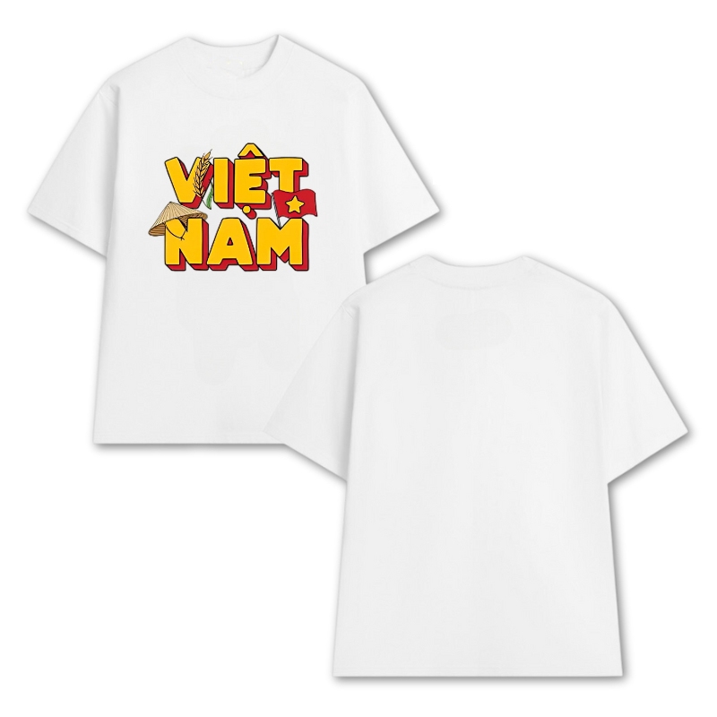 Áo thun nam nữ in chữ VIỆT NAM NÓN LÁ VÀ LÁ CỜ ĐỎ SAO VÀNG chất liệu cotton thoáng mát tạo nên sự thoải mái TA272