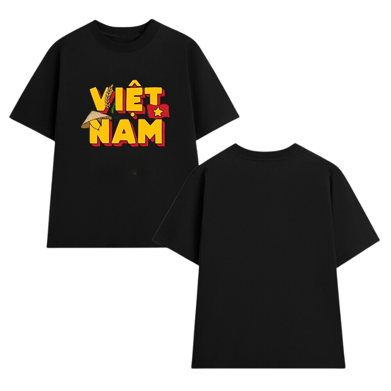 Áo thun nam nữ in chữ VIỆT NAM NÓN LÁ VÀ LÁ CỜ ĐỎ SAO VÀNG chất liệu cotton thoáng mát tạo nên sự thoải mái TA272