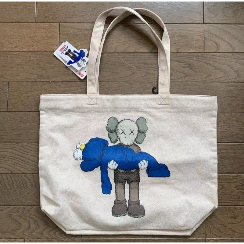 Totebag Uniqlo KAWS NUOVA Rara - Borsa In Cotone Color Avorio - Foto 2