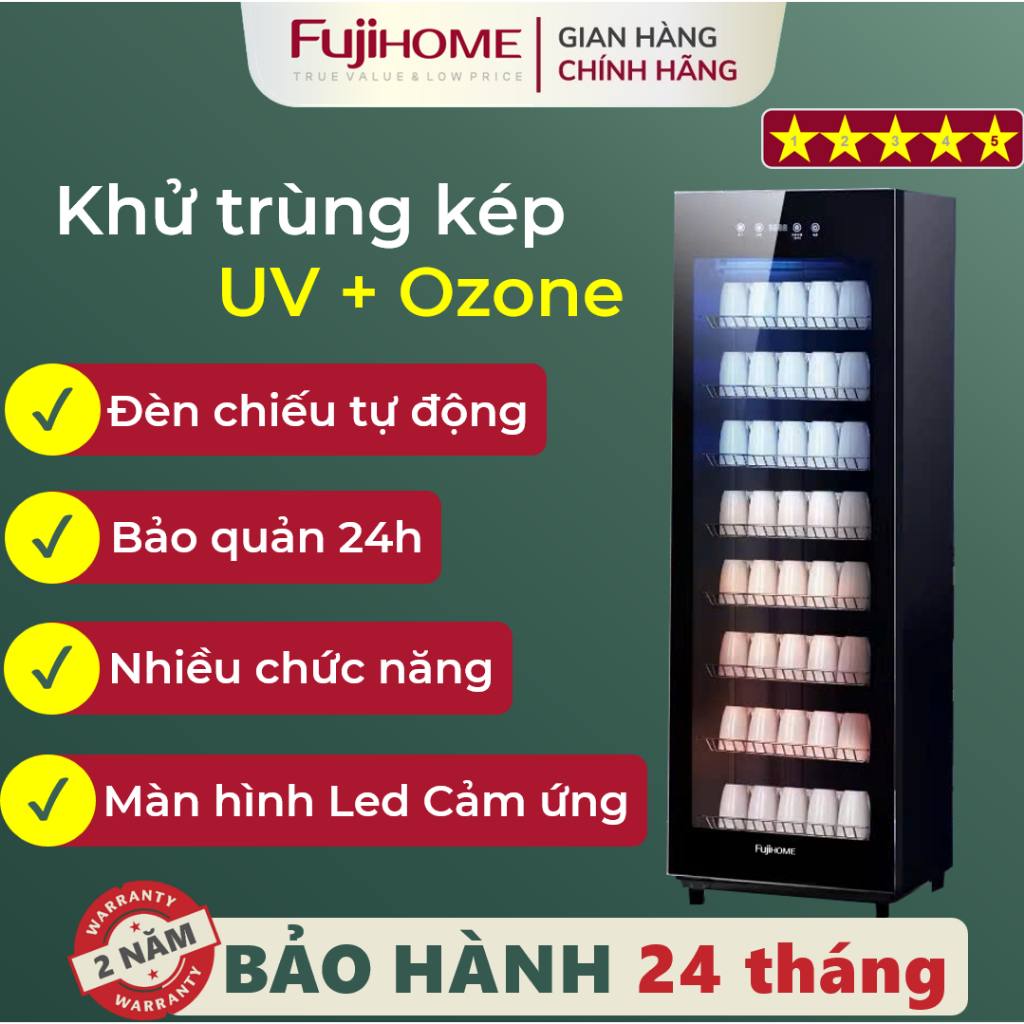 Tủ sấy khử trùng Nhập Khẩu 220 Lít FUJIHOME DD220, Máy tiệt trùng bằng tia UV + OZONE hiện đại