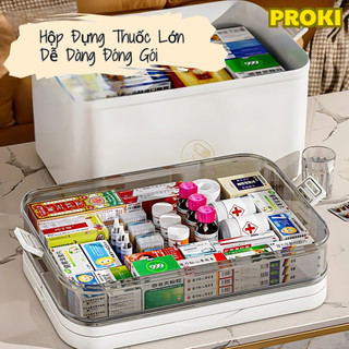 Hộp Đựng Thuốc Y Tế Gia Đình Proki, Cấp Cứu, Có Nắp, Nhiều Ngăn, Tiện Lợi Dễ Mang Di Du Lịch
