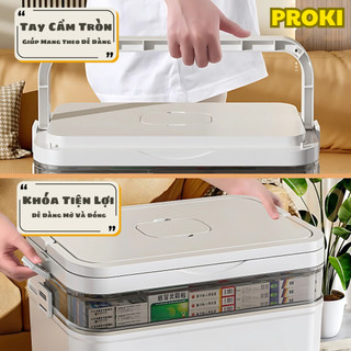 Hộp Đựng Thuốc Y Tế Gia Đình Proki, Cấp Cứu, Có Nắp, Nhiều Ngăn, Tiện Lợi Dễ Mang Di Du Lịch