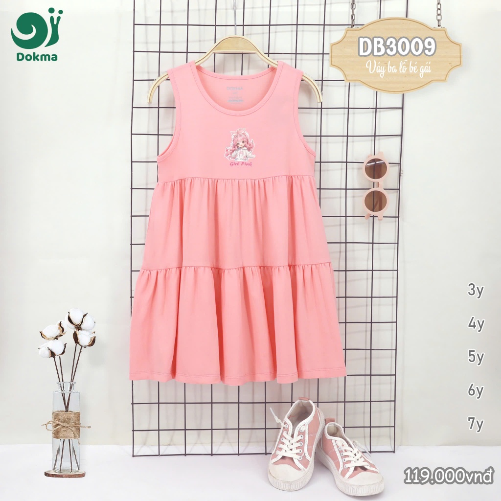 (11-25kg, 2-7Y) Váy Sát Nách Dokma Bé Gái DB1485 DB2655 DB2765 DB2816 DB2961 DB2965 DB3009