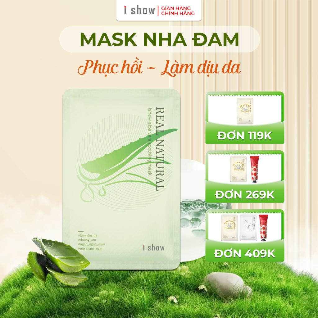 Ảnh Mặt Nạ Lô Hội I SHOW Cấp Ẩm Phục Hồi Da Làm Dịu Da Tức Thì - iShow Aloe Vera Soothing Mask 1