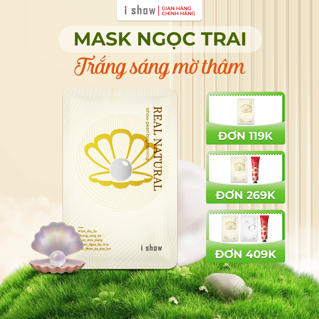 Ảnh Mặt Nạ Ngọc Trai I SHOW Dưỡng Trắng Ẩm Mịn Da Đều Màu Sáng Da Chậm Lão Hóa iShow Pearl Brightening 1