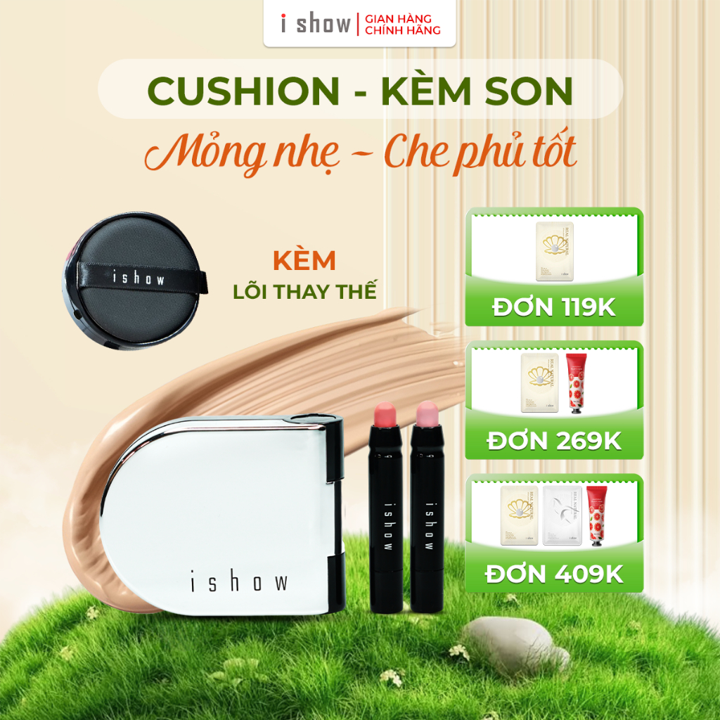 Ảnh Combo Cushion I SHOW (kèm lõi thay thế) Son Lì & Son Dưỡng Trang Điểm Tiện Lợi Kiềm Dầu Mỏng Nhẹ 24h 1