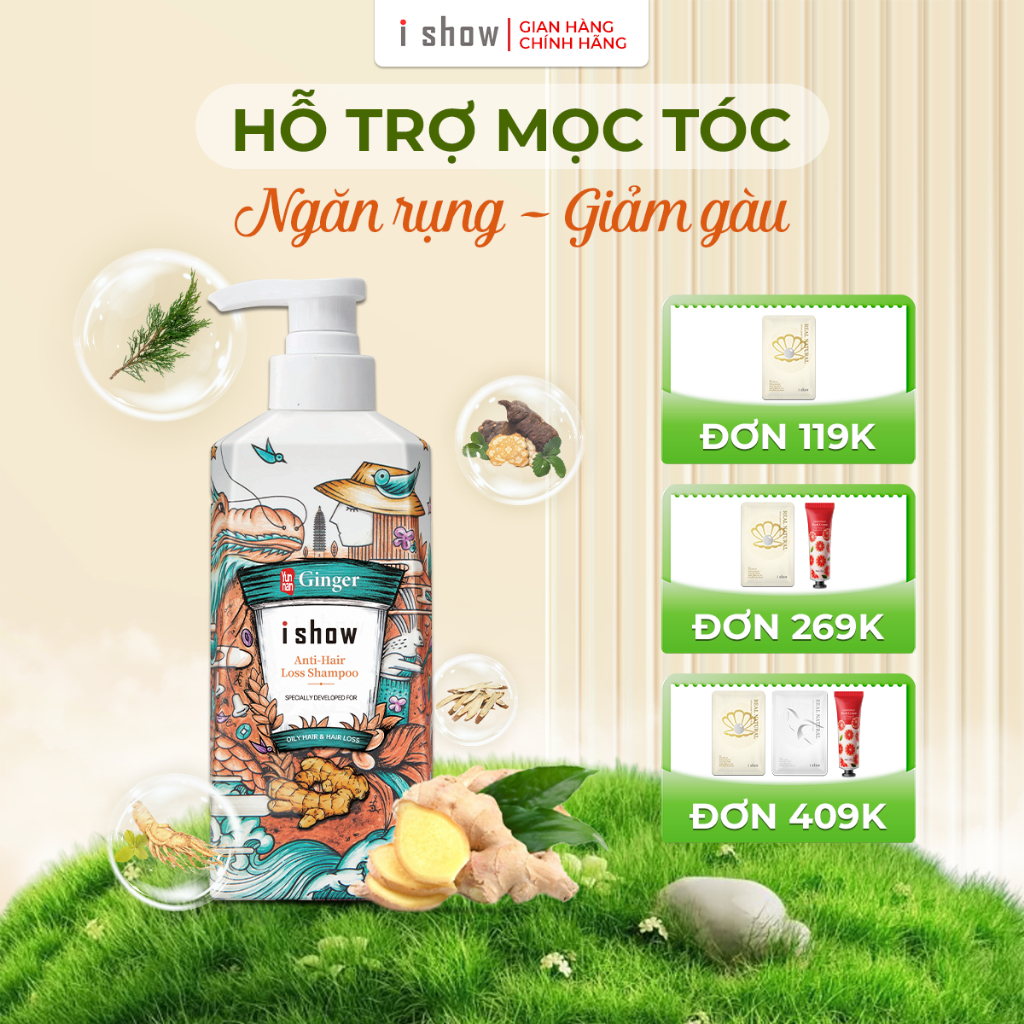 Ảnh Dầu Gội Gừng I SHOW Hỗ Trợ Mọc Tóc Giảm Gàu Ngứa Kiềm Dầu Phồng Tóc - Dầu Gội I SHOW Chính Hãng 1