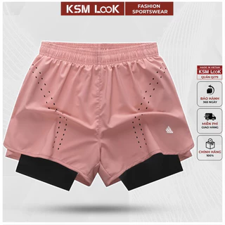 Quần Đùi Short Thể Thao Ngắn 2 Lớp Tập Gym Yoga Nữ KSM Look Vải Mỏng Nhẹ Mát Mau Khô Dùng Chạy, Bơi Q279