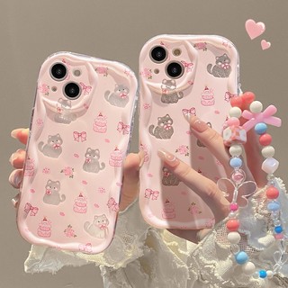 Ốp Lưng iPhone Mèo Xinh Viền Sóng Nổi, Chống Sốc, Bảo Vệ Camera - iP 7/8/X/XS/11/12/13/14/15/16/17/Plus/Pro/Max/Air