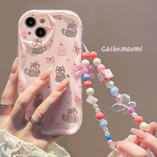 Ốp Lưng iPhone Mèo Xinh Viền Sóng Nổi, Chống Sốc, Bảo Vệ Camera - iP 7/8/X/XS/11/12/13/14/15/16/17/Plus/Pro/Max/Air