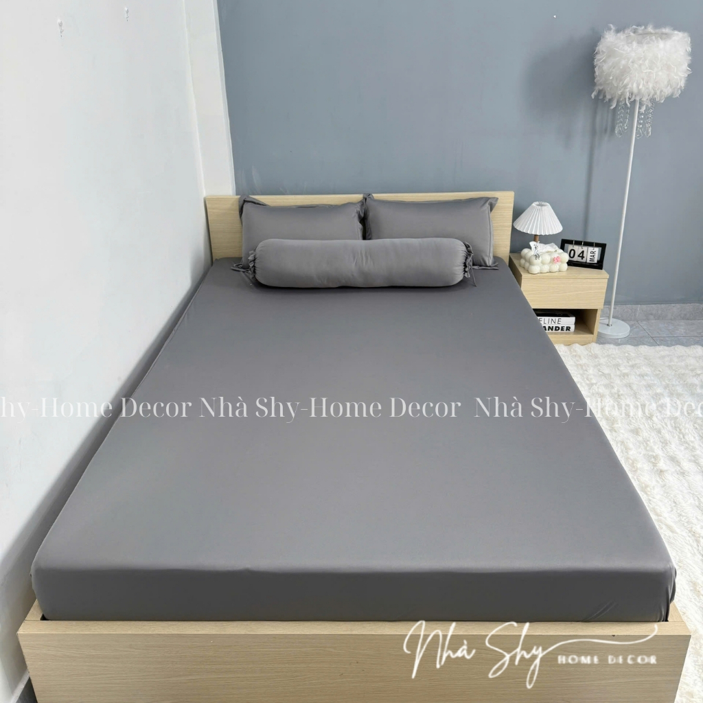 Trọn Bộ Ga Giường Thun Hàn Quốc Trơn - Nhiều Màu - Chất Không Nhăn - 4 Món - Không Mền - Nhà Shy Home Decor