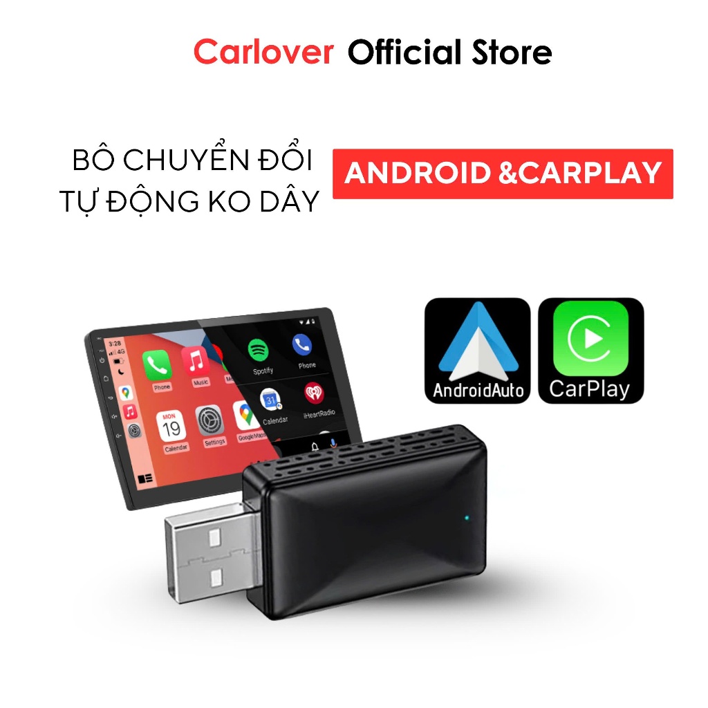 Bộ chuyển đổi tự động Android CarPlay không dây cho ô tô, CarPlay không dây & Android tự động, bắt tín hiệu tốt, nhỏ gọn