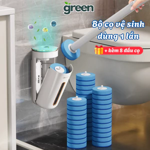 Bộ cọ vệ sinh dùng một lần nâng cấp Greenhome, Cọ toilet xoay 360 thế hệ mới có 8 đầu cọ thay thế
