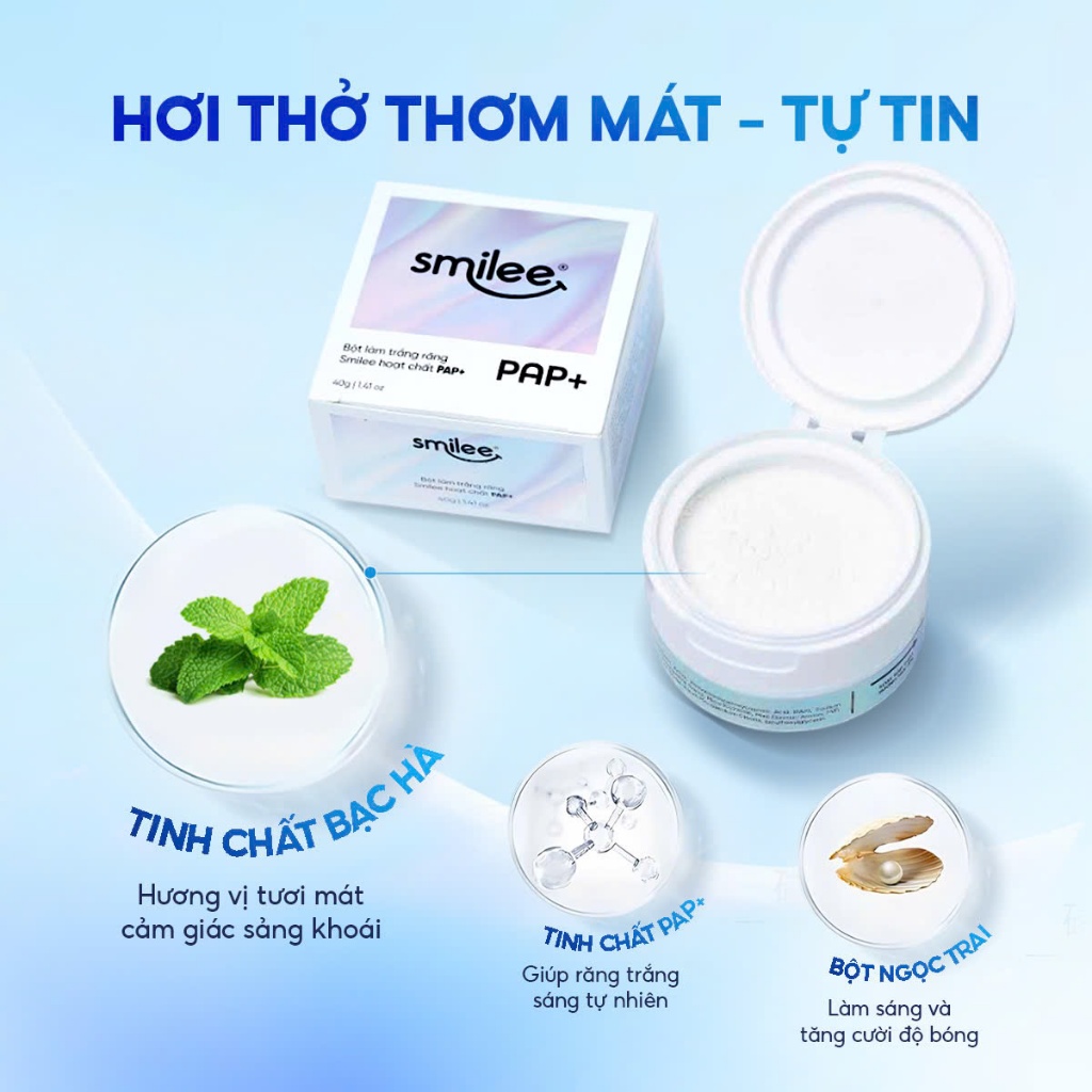 Ảnh Bột trắng răng Smilee PAP+ làm răng trắng sáng, loại bỏ vi khuẩn mảng bám ố vàng, thơm miệng sau liệu trình sử dụng 2