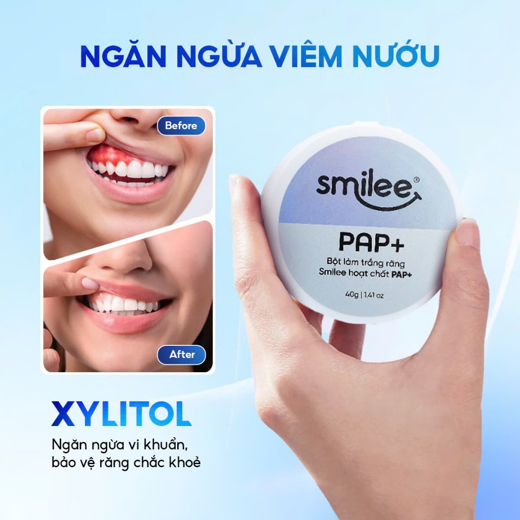 Ảnh Bột trắng răng Smilee PAP+ làm răng trắng sáng, loại bỏ vi khuẩn mảng bám ố vàng, thơm miệng sau liệu trình sử dụng 3